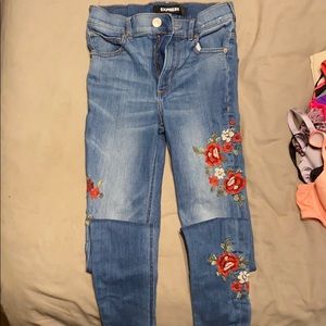 Express floral embroidered jeans